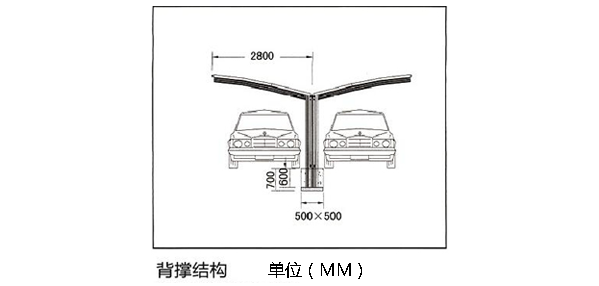 單邊背撐式雙車(chē)位汽車(chē)車(chē)棚